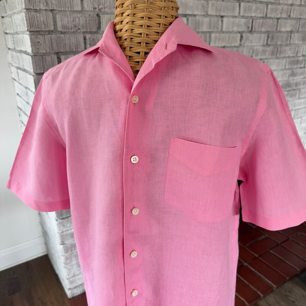 Ralph Lauren purple label  Pink linen Short Sleeve Shirt